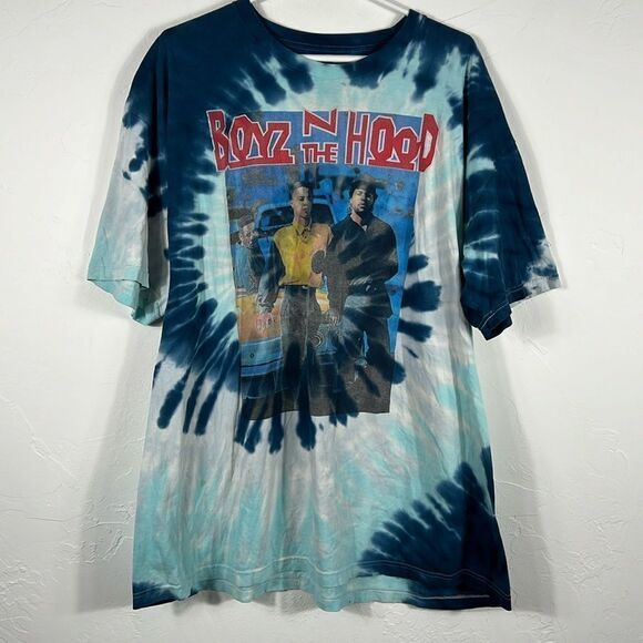 🔥🔥 BOYZ N THE HOOD Movie Promo Tie-Dye Graphic Tee Navy/Aqua Sz 3XL - GUC - Picture 1 of 7